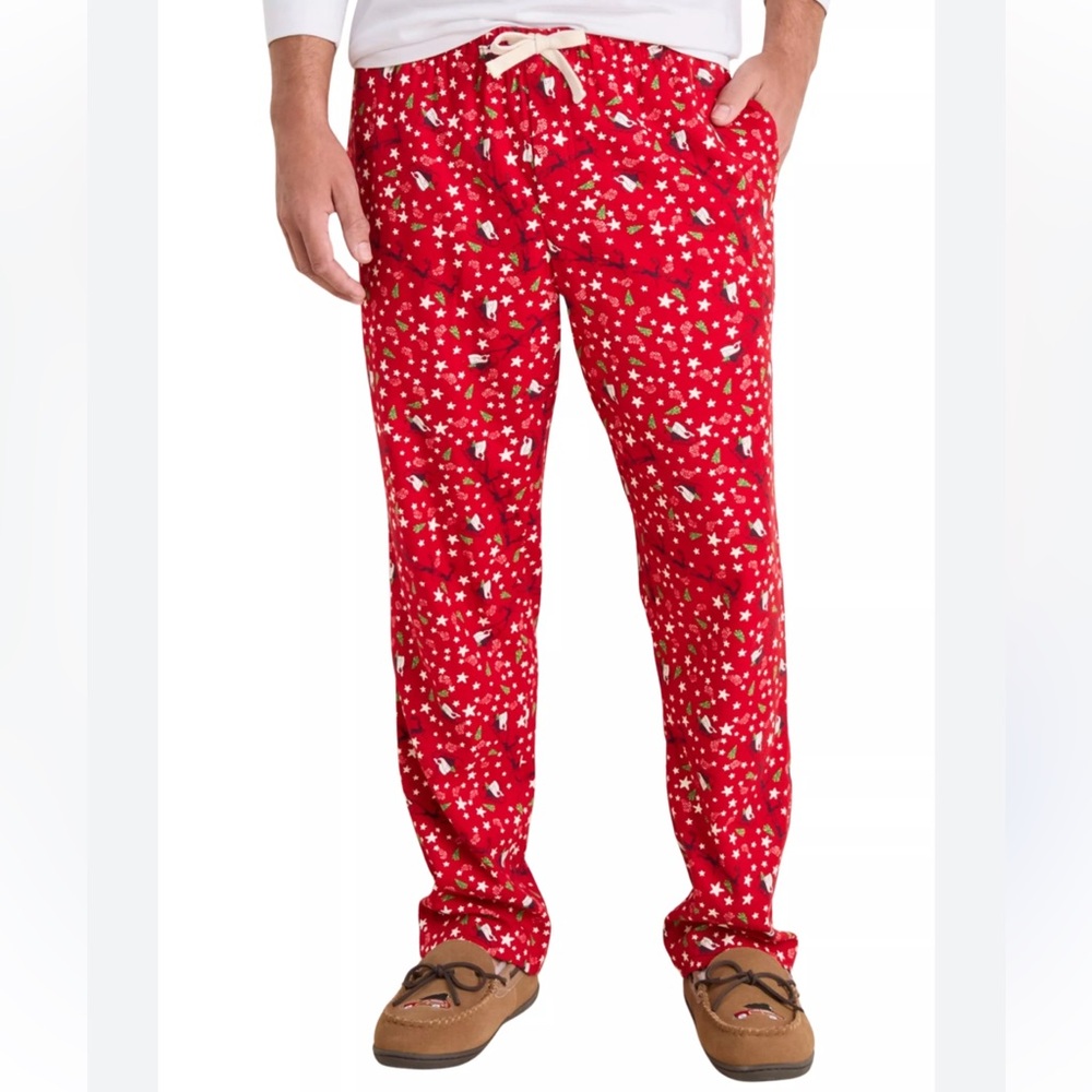 Vineyard Vines Red Unisex Santa Sleigh Trees Holiday Lounge Pants Size Medium